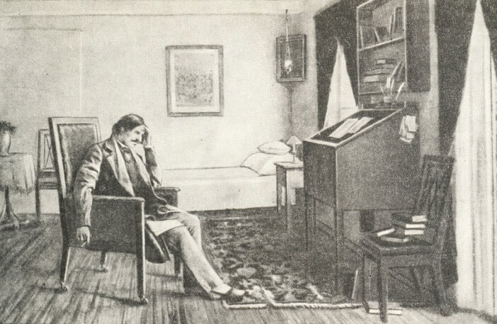 Н. В. Гоголь в Васильевке за работой летом 1832 г. Худ. — В. Волков. 1892