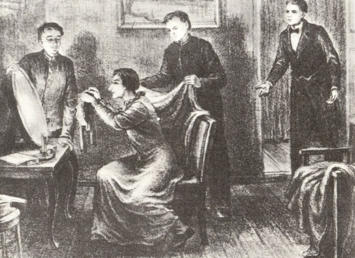 Е. Рябов. Гоголь-гимназист в гримерной перед выходом на сцену. Рисунок 30 х гг. XIX в.