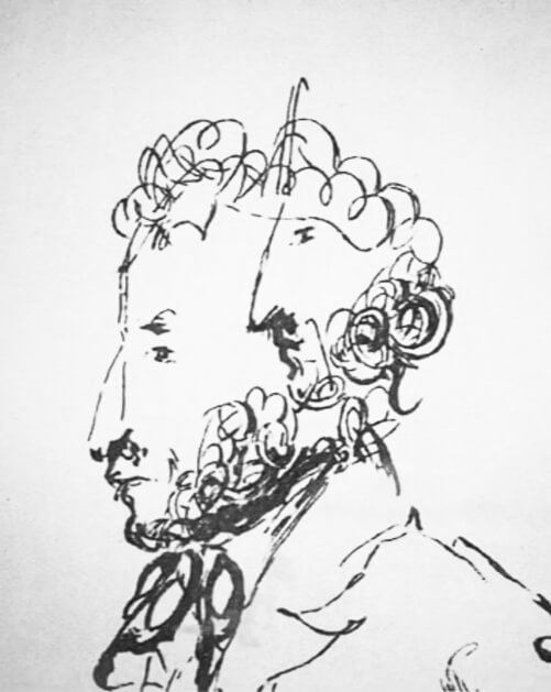 Портрет поэта Александра Пушкина. Худ. — Н. В. Гоголь. 1830-е