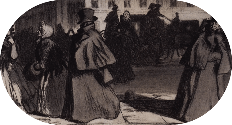 Акакий Акакиевич на Невском проспекте. Иллюстрации к повести Н. В. Гоголя «Шинель». 1905