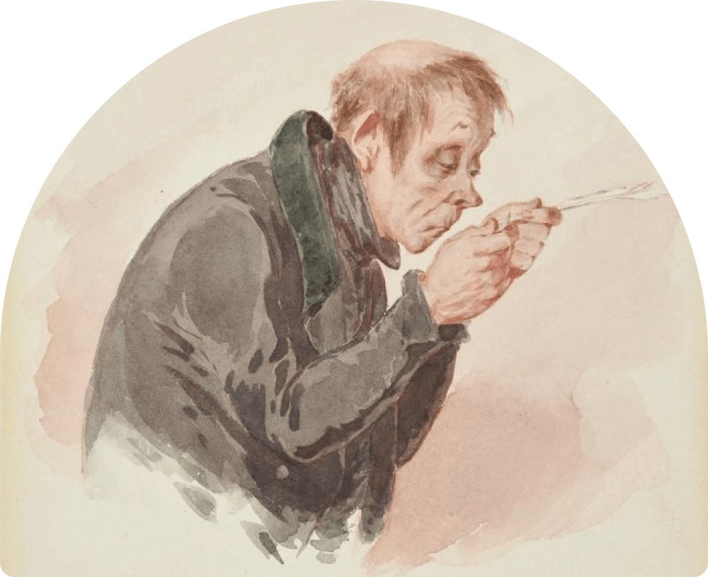 Акакий Акакиевич Башмачкин. Иллюстрация к повести Н. В. Гоголя «Шинель». Худ. П. М. Боклевский. 1843